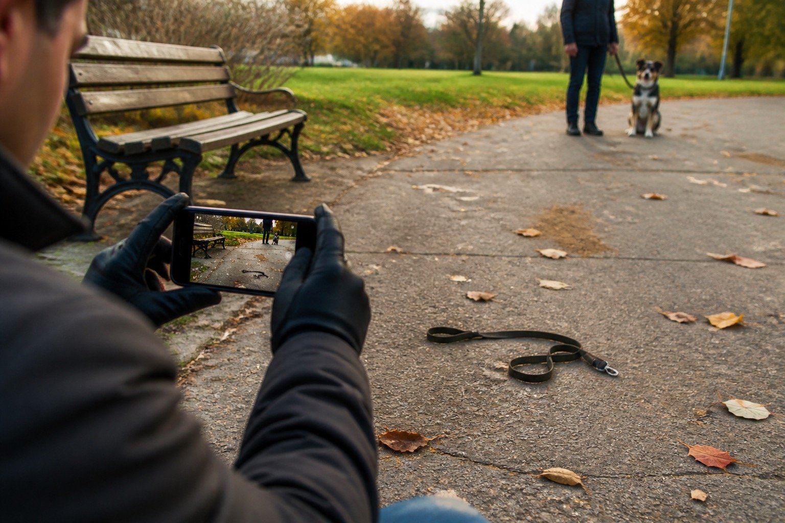 Dog-incident evidence photographed from a low angle in an Ottawa park