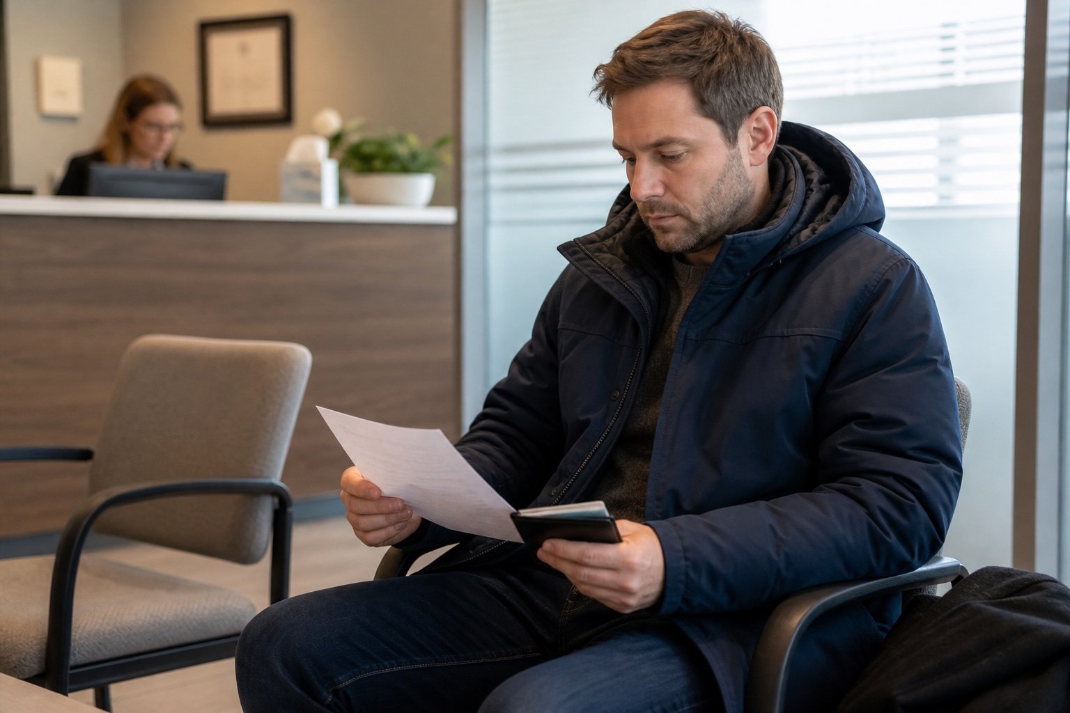 Adult attending a structured insurance medical assessment