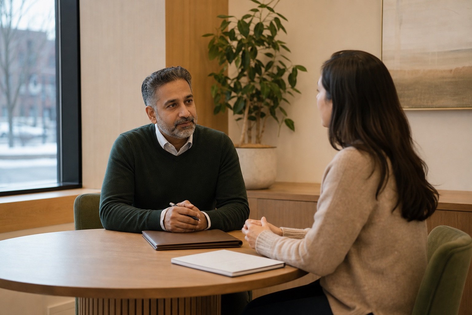 A legal professional listening during an initial consultation